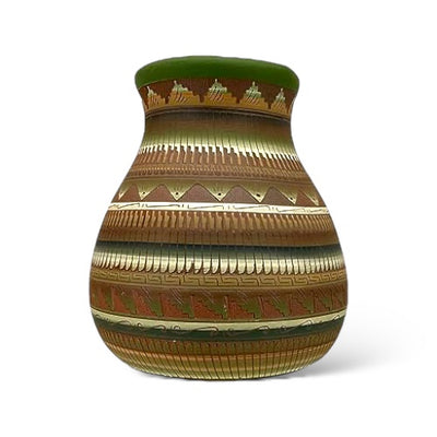 Authentic Native American Pottery, Genuine Navajo Tribe USA Hand Painted and Etched Pot, Artist Signed, Southwestern Home Decor Collectible