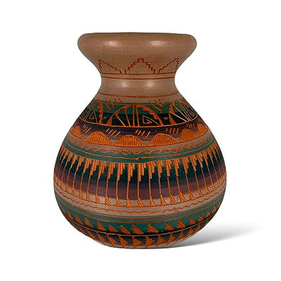 Authentic Native American Pottery, Traditional Vase Style Pot, Genuine Navajo Tribe USA Hand Painted, Artist Signed, Southwestern Home Decor