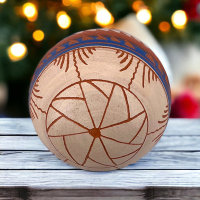 Authentic Native American Ceramic Christmas Ornament, Genuine Navajo Tribe USA Hand Painted, Southwestern Home Decor Collectible, Handmade Hanging Christmas Tree Decoration, Holiday Gift