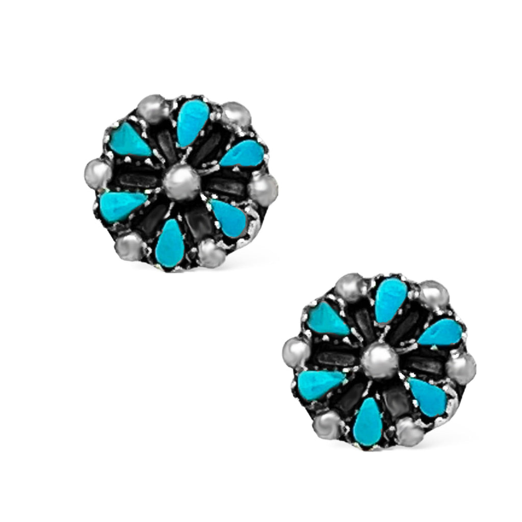 Small Turquoise and Sterling Silver Stud Earrings