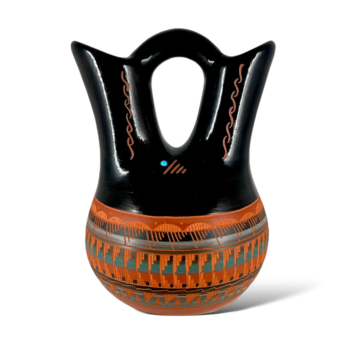 Authentic Native American Pottery, Traditional Navajo Wedding Vase, Hand Painted Pot Made in New Mexico, Artist Signed, Southwestern Home Decor, Wedding or Anniversary Gift, Rustic Handmade Decoration