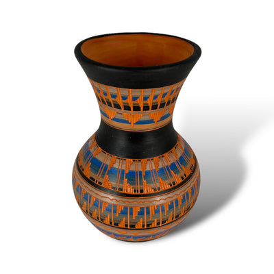 Authentic Native American Pottery, Traditional Vase Style Pot, Genuine Navajo Tribe USA Hand Painted, Artist Signed, Southwestern Home Decor Collectible, Rustic Handmade Decoration
