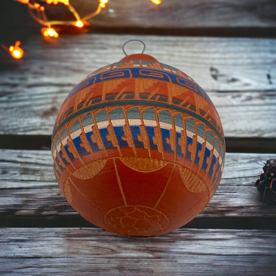 Authentic Native American Ceramic Christmas Ornament, Genuine Navajo Tribe USA Hand Painted, Southwestern Home Decor Collectible, Handmade Hanging Christmas Tree Decoration, Holiday Gift