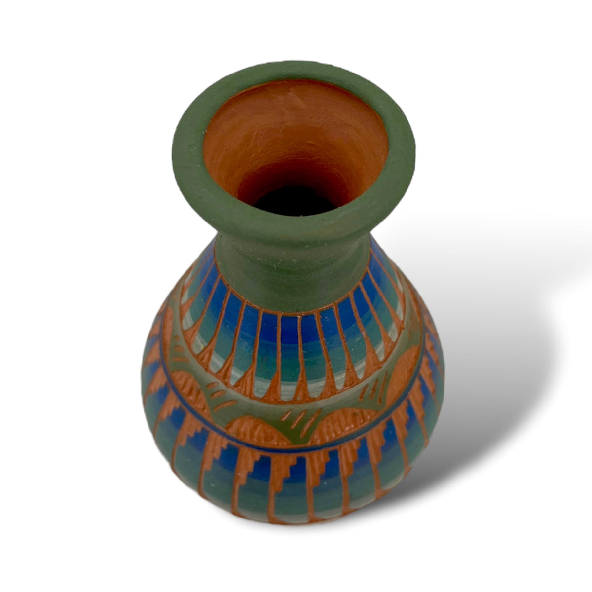 Authentic Native American Pottery, Miniature Traditional Vase Style Pot, Genuine Navajo Tribe USA Hand Painted, Artist Signed, Small Southwestern Home Decor Collectible, Rustic Handmade Decoration