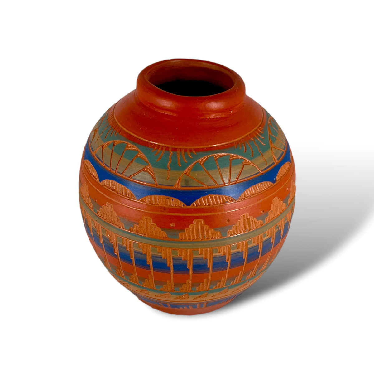 Authentic Native American Pottery, Miniature Traditional Vase Style Pot, Genuine Navajo Tribe USA Hand Painted, Artist Signed, Small Southwestern Home Decor Collectible, Rustic Handmade Decoration