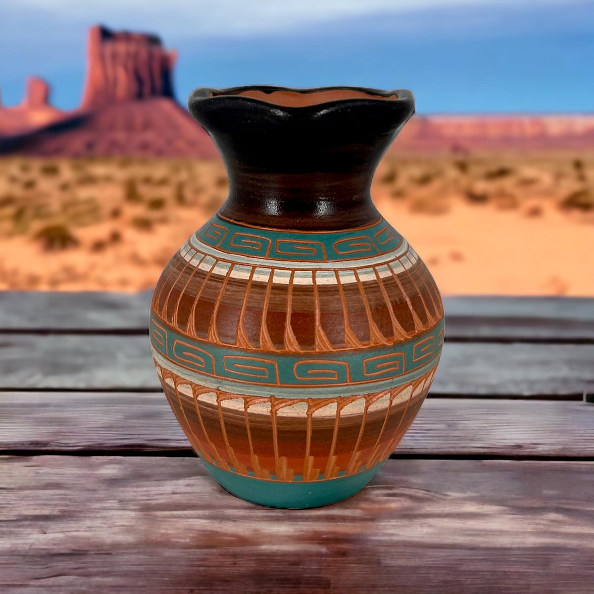 Authentic Native American Pottery, Miniature Traditional Vase Style Pot, Genuine Navajo Tribe USA Hand Painted, Artist Signed, Small Southwestern Home Decor Collectible, Rustic Handmade Decoration