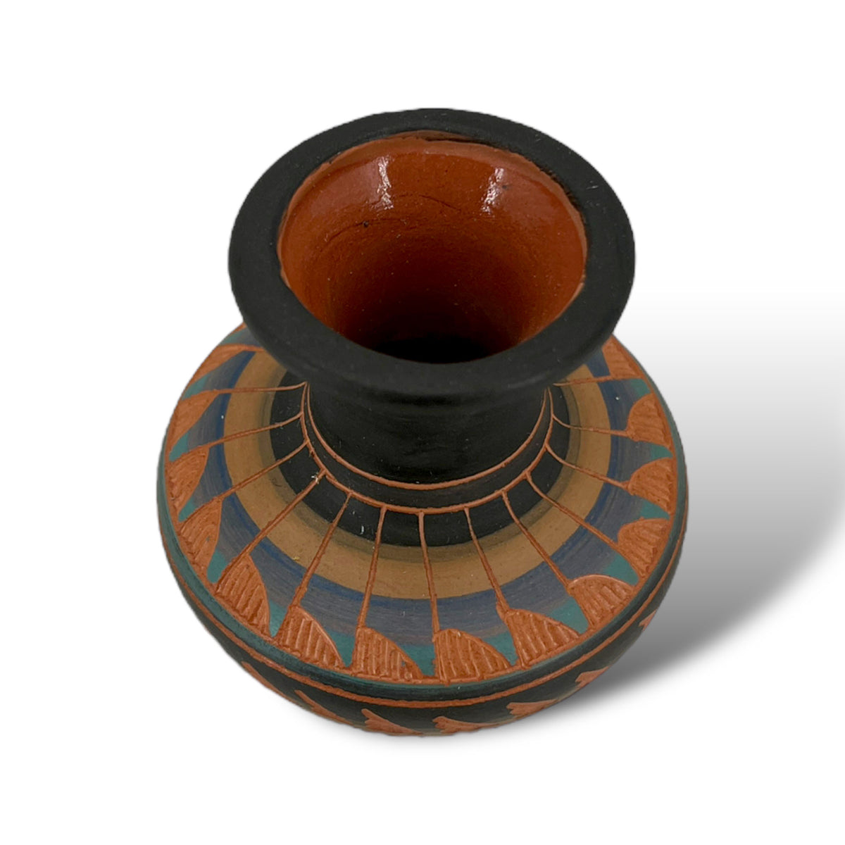 Authentic Native American Pottery, Miniature Traditional Vase Style Pot, Genuine Navajo Tribe USA Hand Painted, Artist Signed, Small Southwestern Home Decor Collectible, Rustic Handmade Decoration
