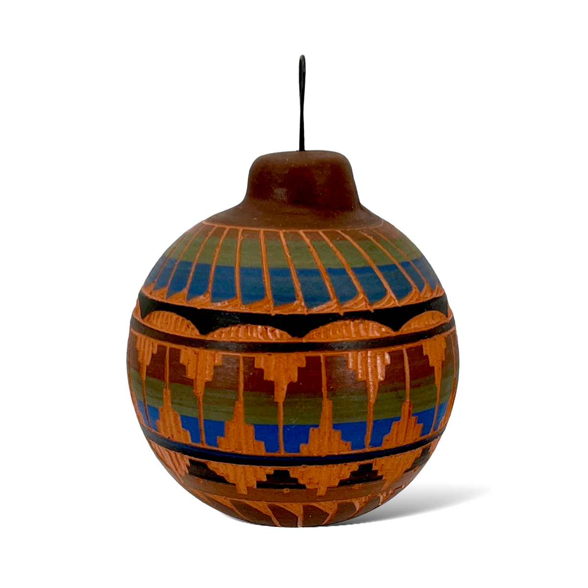 Authentic Native American Ceramic Christmas Ornament, Genuine Navajo Tribe USA Hand Painted, Southwestern Home Decor Collectible, Handmade Hanging Christmas Tree Decoration, Holiday Gift