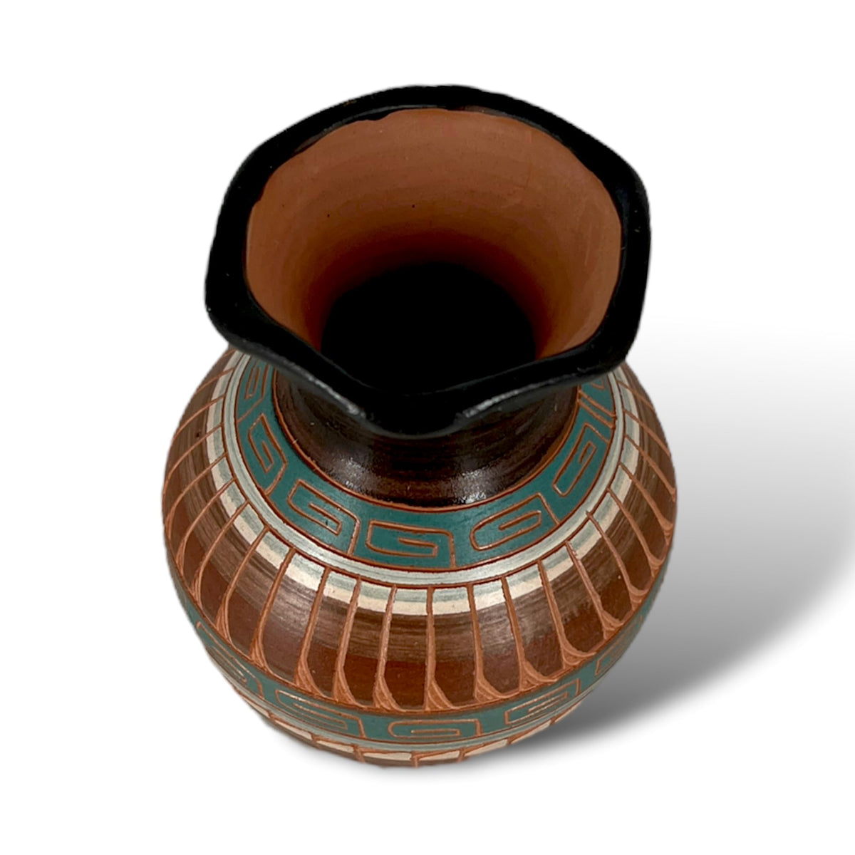 Authentic Native American Pottery, Miniature Traditional Vase Style Pot, Genuine Navajo Tribe USA Hand Painted, Artist Signed, Small Southwestern Home Decor Collectible, Rustic Handmade Decoration