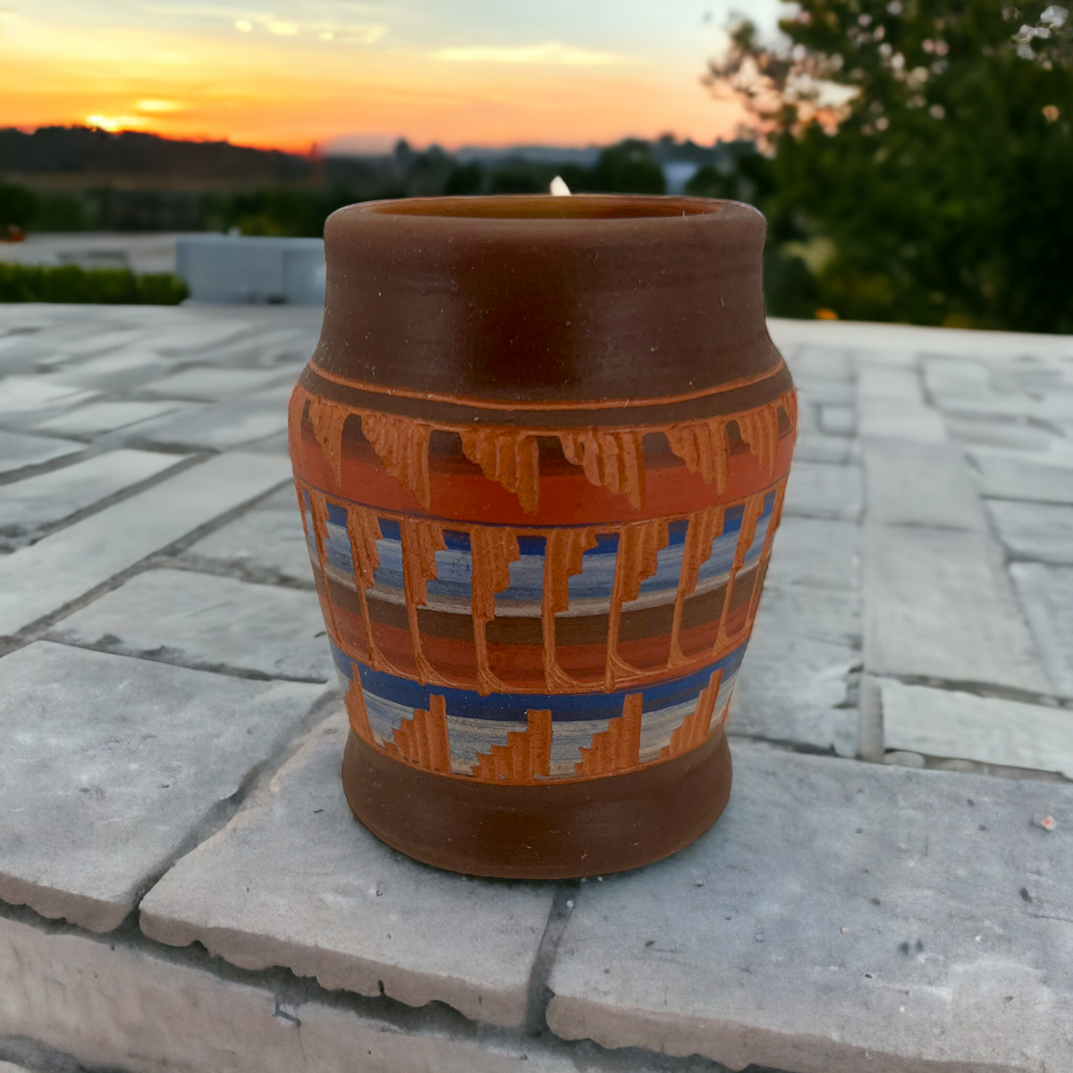 Authentic Native American Pottery, Miniature Traditional Vase Style Pot, Genuine Navajo Tribe USA Hand Painted, Artist Signed, Small Southwestern Home Decor Collectible, Rustic Handmade Decoration