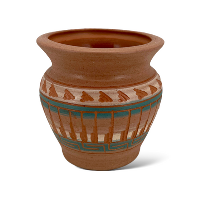 Authentic Native American Pottery, Miniature Traditional Vase Style Pot, Genuine Navajo Tribe USA Hand Painted, Artist Signed, Small Southwestern Home Decor Collectible, Rustic Handmade Decoration