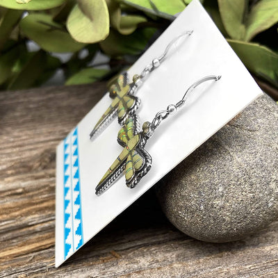 Genuine Gaspeite Dragonfly Earrings, Sterling Silver, Native American USA Handmade, Nickle Free, Southwest Vintage Style