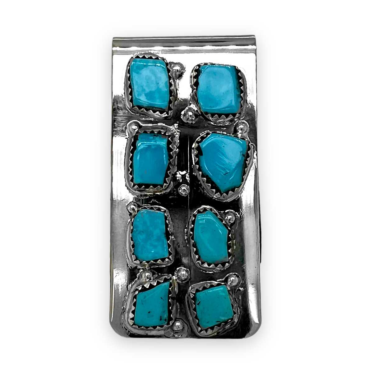 Genuine Sleeping Beauty Turquoise Money Clip, Native American Handmade, Made in New Mexico, USA