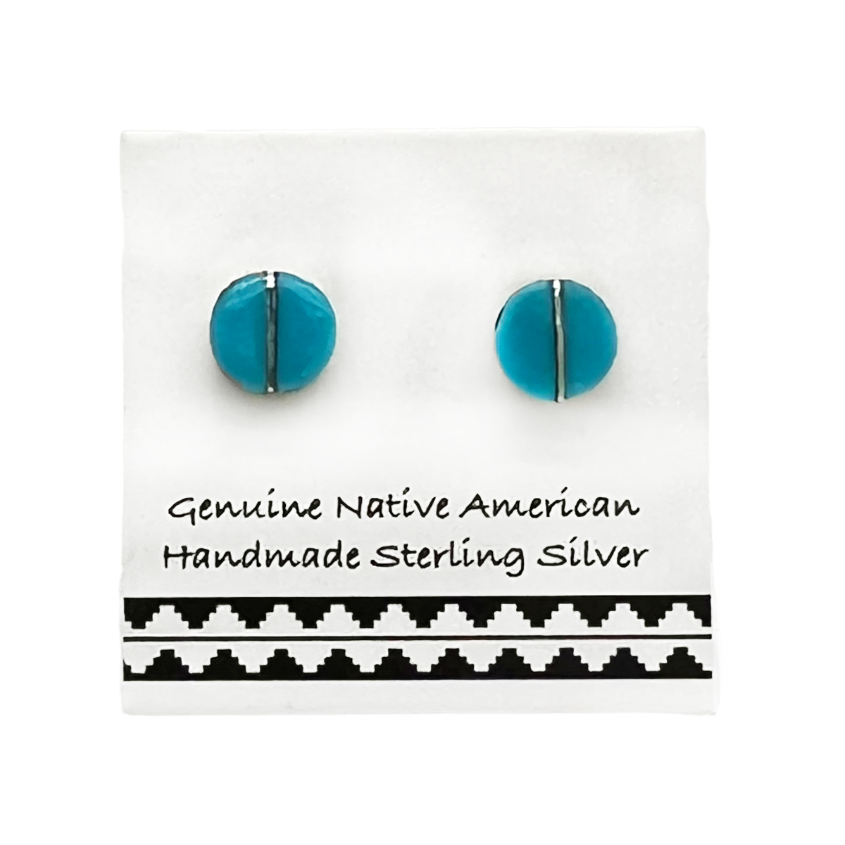 5mm Genuine Sleeping Beauty Turquoise Inlay Stud Earrings in 925 Sterling Silver, Authentic Native American Handmade, Nickel Free