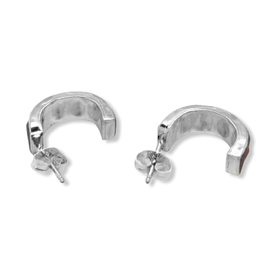 Genuine Pink Mother of Pearl Hoop Earrings, 925 Sterling Silver, Native American USA Handmade, Nickle Free