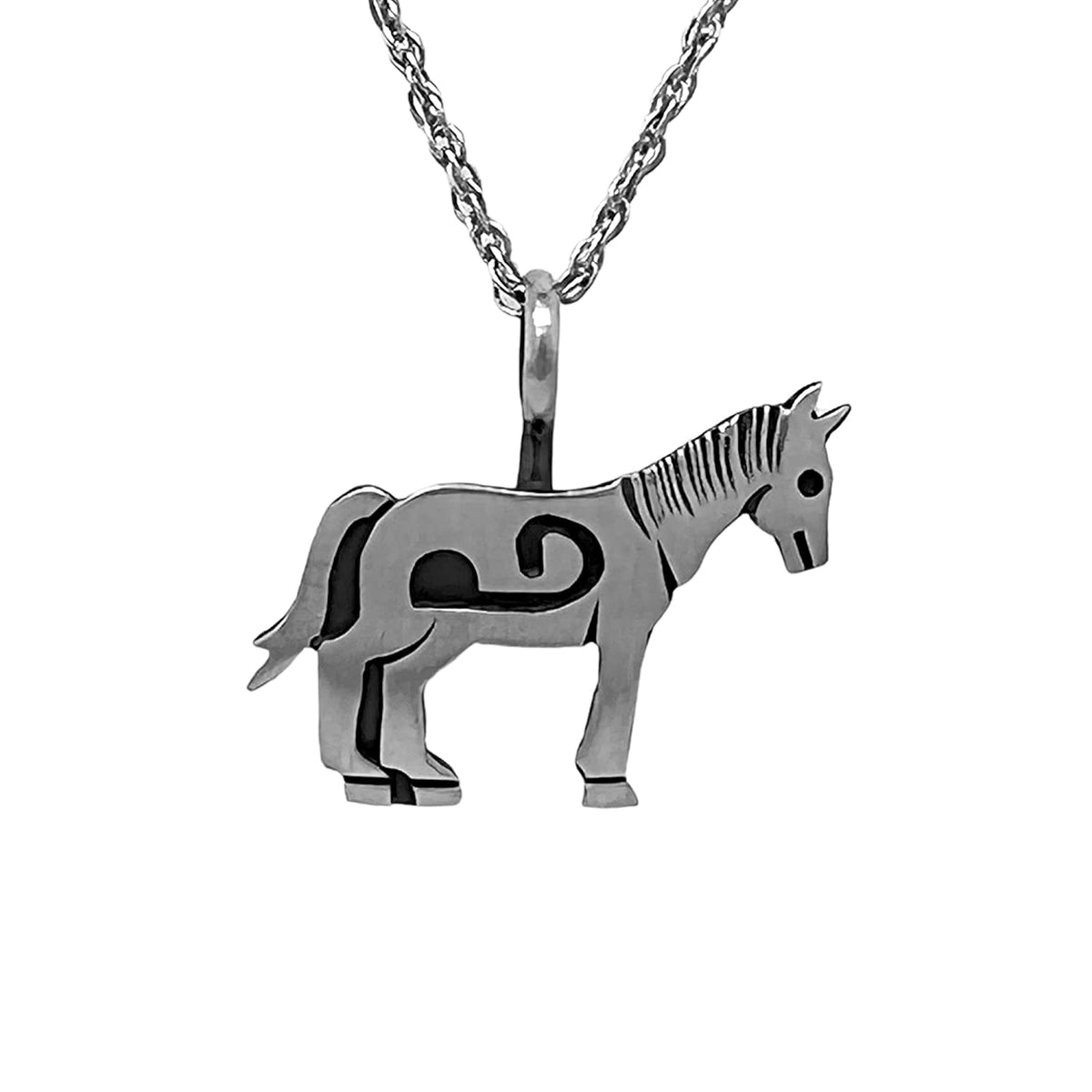 Genuine Sterling Silver Horse Necklace, Pendant and Chain Set, 925 Sterling Silver, Native American USA Handmade, Nickel Free