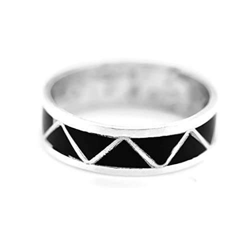 Genuine Black Onyx Band Ring, Sterling Silver, Authentic Native American USA Handmade, Nickel Free, Unisex for Men or Women