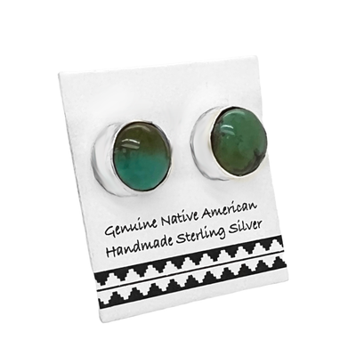 Genuine Royston Turquoise Earrings, Sterling Silver, Authentic Native American Handmade in New Mexico, USA, Post Stud