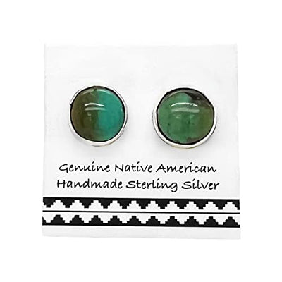 Genuine Royston Turquoise Earrings, Sterling Silver, Authentic Native American Handmade in New Mexico, USA, Post Stud