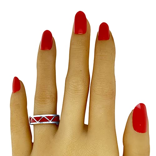 Genuine Coral Band Ring, Sterling Silver, Authentic Native American USA Handmade, Nickel Free, Unisex for Men or Women