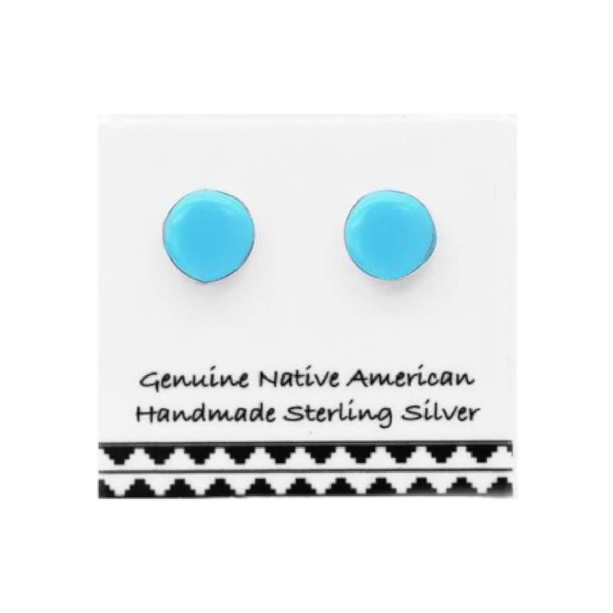 5mm Genuine Sleeping Beauty Turquoise Stud Earrings, Sterling Silver, Authentic Navajo Native American Handmade, Nickel Free