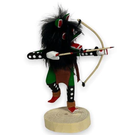 5 Inch Authentic Green Standing Wolf Kachina Figure, Genuine Navajo Native American Tribe Handmade in the USA, Artist Signed, Natural Materials, Southwestern Collectible Figurine