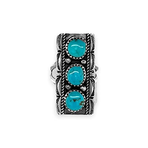 Genuine Sleeping Beauty Turquoise Ring, 925 Sterling Silver, Native American Handmade, Nickel Free