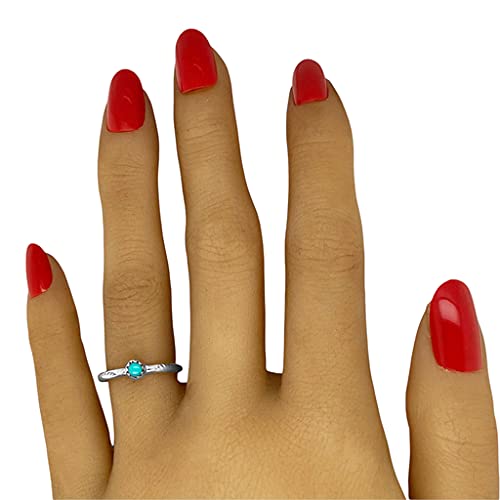 Genuine Sleeping Beauty Turquoise Ring, Sterling Silver, Native American Handmade, Nickel Free, 3mm Stone, Stackable Midi Ring for Women or Girls