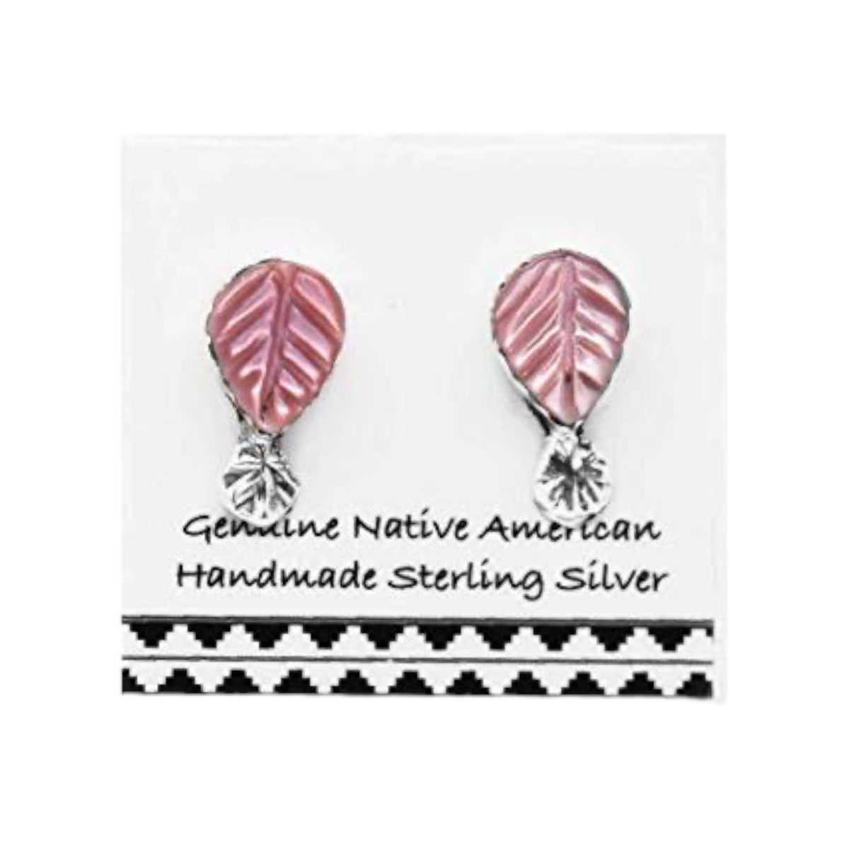 Pink Shell Stud Earrings in 925 Sterling Silver, Authentic Native American USA Handmade, Southwest Jewelry