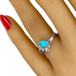 Blue Desert Opal Ring, Sterling Silver, Size 5, Authentic Native American USA Handmade, Nickel Free