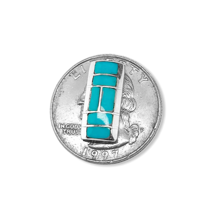 Sleeping Beauty Turquoise Stud Earrings, Sterling Silver, Authentic Native American Handmade in the USA, Inlay Style, Nickel Free