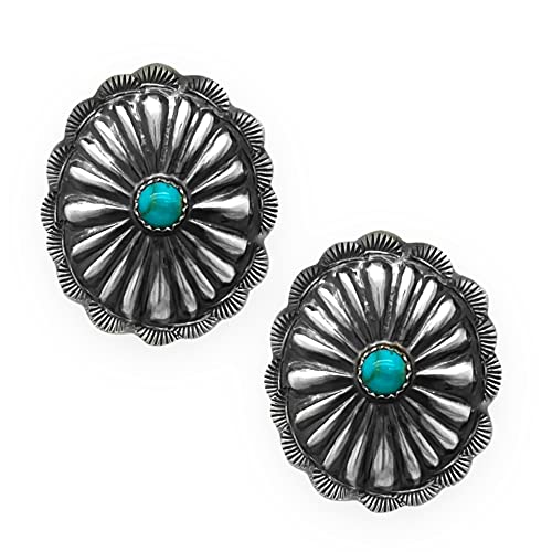 Turquoise and Silver Concho Earrings