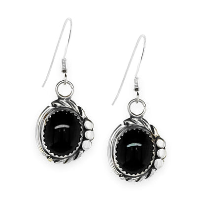 Genuine Black Onyx Earrings, 925 Sterling Silver, Native American USA Handmade, Nickle Free