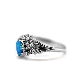 Blue Desert Opal Ring, Sterling Silver, Size 5, Authentic Native American USA Handmade, Nickel Free
