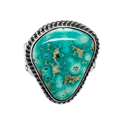 Genuine Whitewater Turquoise Ring, Size 12.5, Sterling Silver, Native American USA Handmade, Artist Signed, Nickel Free, Unisex