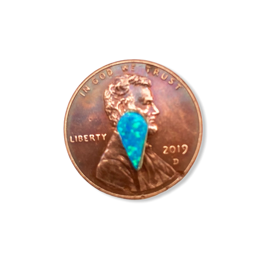 8mm Blue Desert Opal Stud Earrings, 925 Sterling Silver, Native American USA Handmade, Synthetic Opal, Teardrop