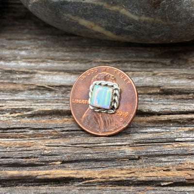 Desert Opal Square Stud Earrings in 925 Sterling Silver, Native American Handmade in the USA, Nickel Free, Gift Boxed