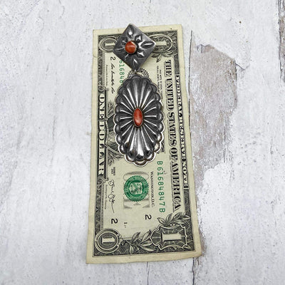 Genuine Red Spiny Oyster Statement Earrings, Oxidized Sterling Silver, Authentic Navajo Native American USA Handmade, Artist Signed, Nickle Free, Southwest Vintage Style