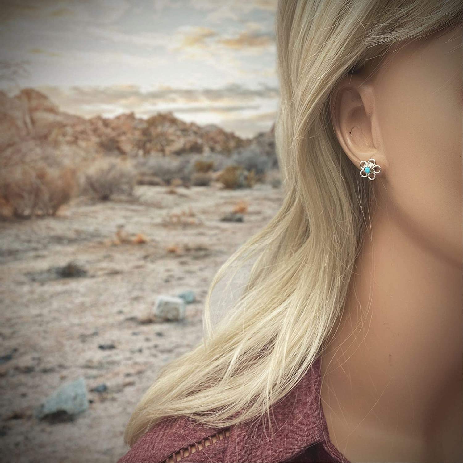 Sleeping Beauty Turquoise Stud Earrings | Made in Earth US