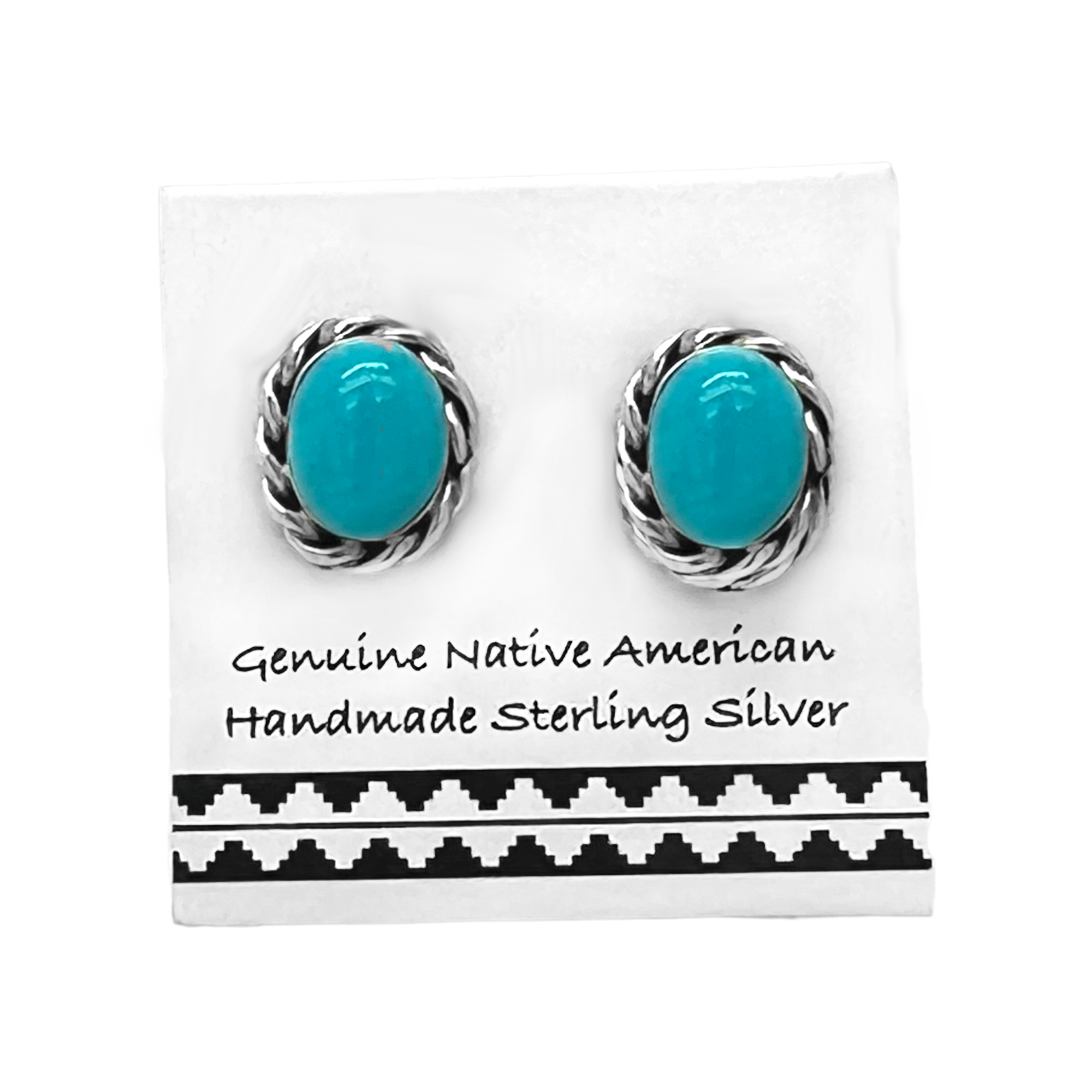 Genuine turquoise stud hot sale earrings sterling silver