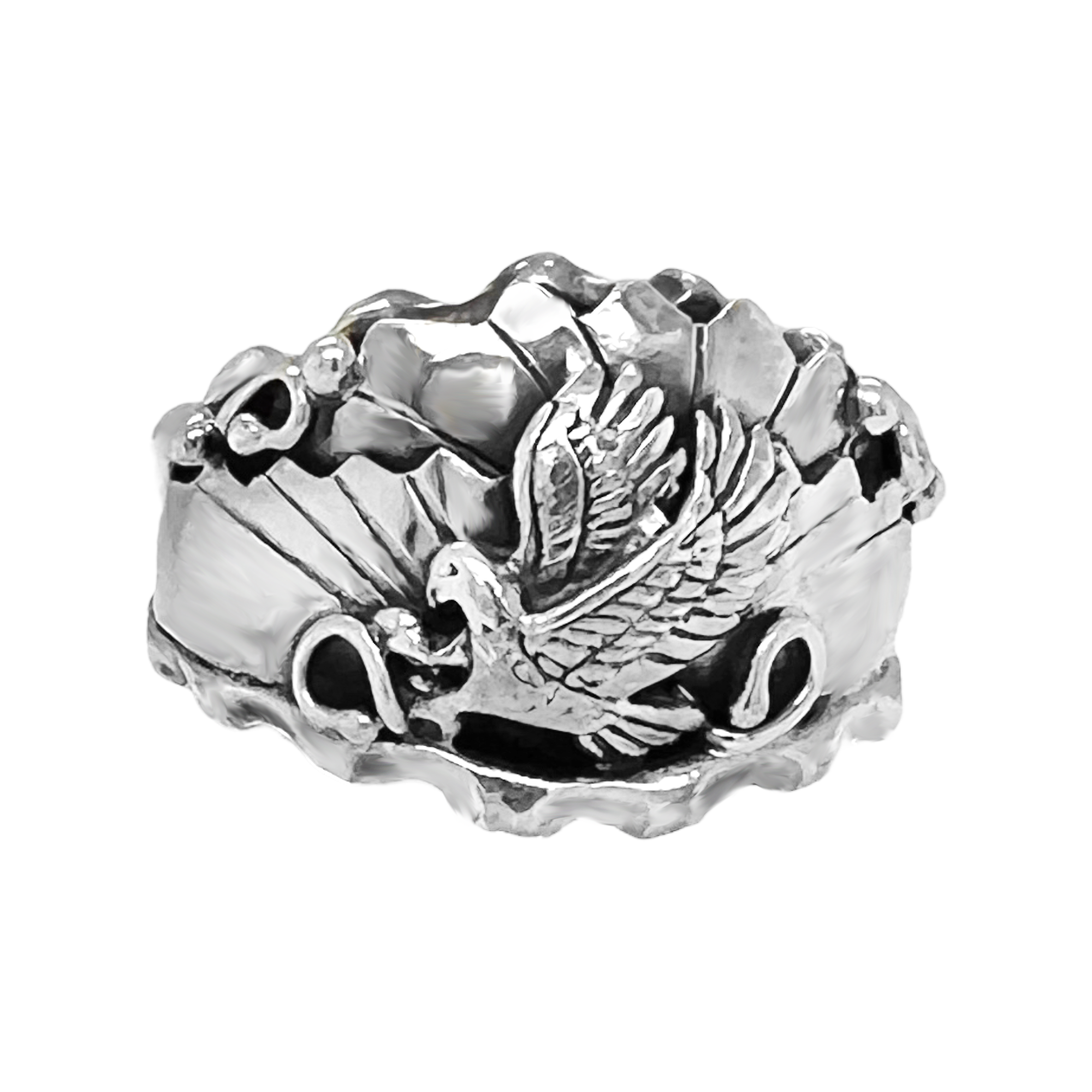 Genuine Sterling Silver Eagle Ring, Size 14.5, Sterling Silver, Authentic Navajo Native American USA Handmade, Nickel Free, Southwest Jewelry for Men