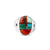 Genuine Multi-Stone Inlay Ring, Size 12, Sterling Silver, Authentic Navajo Native American USA Handmade, Artist Signed, Multicolor, Turquoise and Spiny Oyster Shell