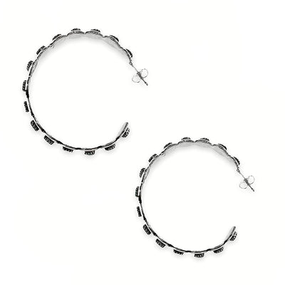 Genuine Sleeping Beauty Turquoise Hoop Earrings, Sterling Silver, Authentic Zuni Native American USA Handmade. Nickel Free