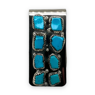 Genuine Sleeping Beauty Turquoise Money Clip, Native American Handmade, Made in New Mexico, USA