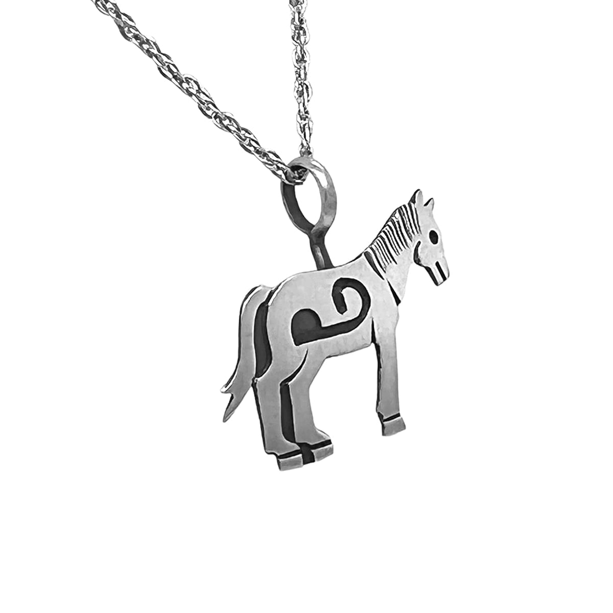 Genuine Sterling Silver Horse Necklace, Pendant and Chain Set, 925 Sterling Silver, Native American USA Handmade, Nickel Free