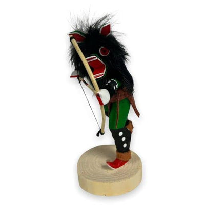 5 Inch Authentic Green Standing Wolf Kachina Figure, Genuine Navajo Native American Tribe Handmade in the USA, Artist Signed, Natural Materials, Southwestern Collectible Figurine