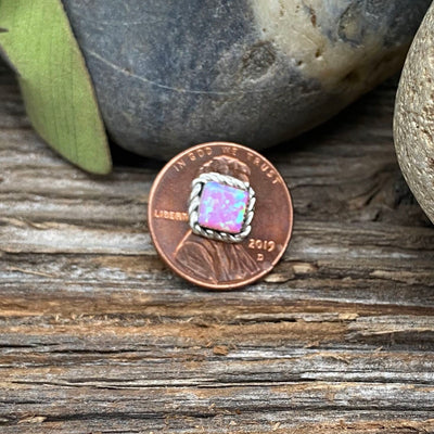 8mm Pink Desert Opal Square Stud Earrings, 925 Sterling Silver, Native American Handmade in the USA, Nickel Free, Pink