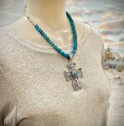 Forever Facets Platinum over Sterling Silver Genuine Turquoise Cross  Necklace, Adult Female - Walmart.com