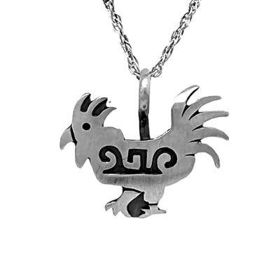 Genuine Sterling Silver Rooster Necklace, Pendant and Chain Set, 925 Sterling Silver, Native American USA Handmade, Nickel Free