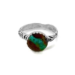 Genuine Royston Turquoise Ring, Size 4.5, Sterling Silver, Authentic Navajo Native American USA Handmade, Nickel Free